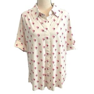 Belyn Key Cream and Pink Floral Button-Down Shirt